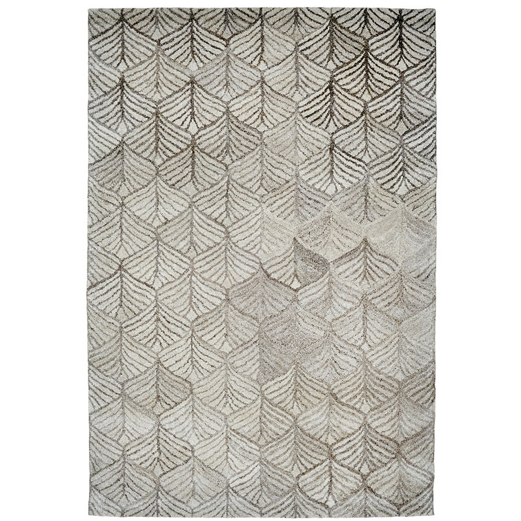 Corrigan Studio® Roy Geometric HandKnotted Ivory/Gray Area Rug Wayfair